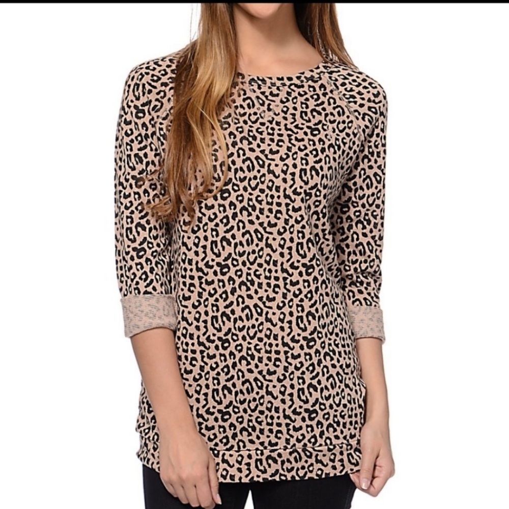 Obey Propaganda Leopard Print Knit Sweater Tunic Women’s Size M
